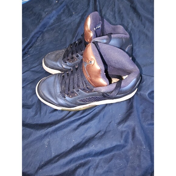 NIKE AIR JORDAN 5 RETRO V BG OBSID BLUE-BRONZE Sz 5Y - Picture 5 of 7